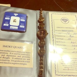 Beautiful smoky quartz gem wrist watch rare